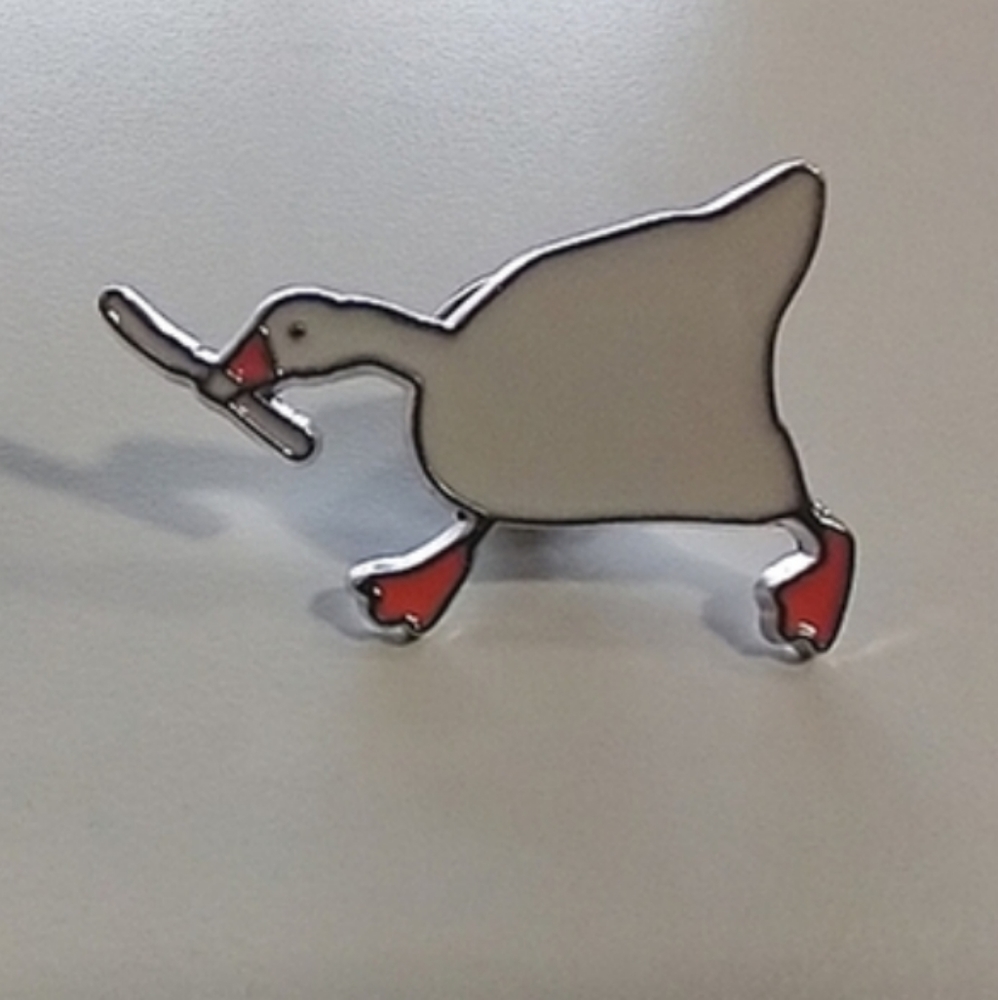 Peace Was Never An Option Goose With a Butter Knife Enamel Pin NEW